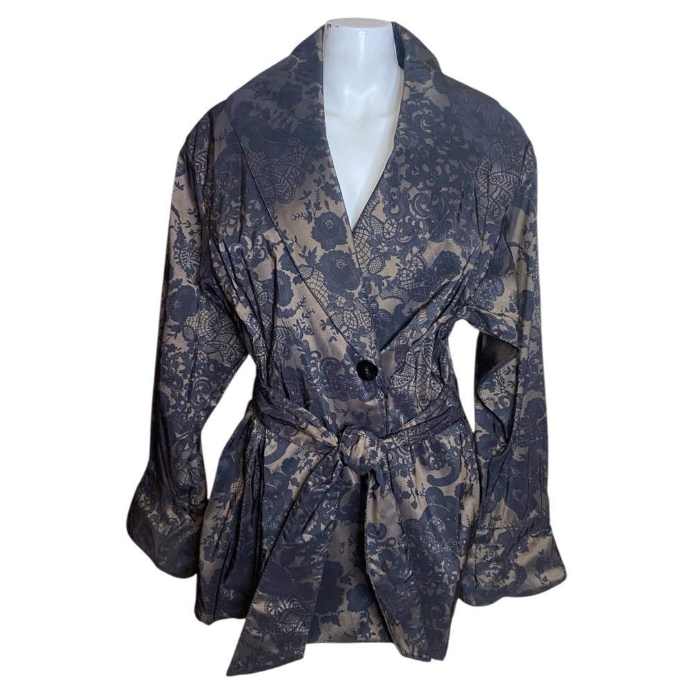 Mycra Pac Donatella Mini Length Tie Waist Rain Coat Packable Bronze & Black